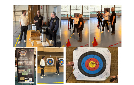 Visite de Monsieur le Maire à la séance de découverte du Tir à l'arc